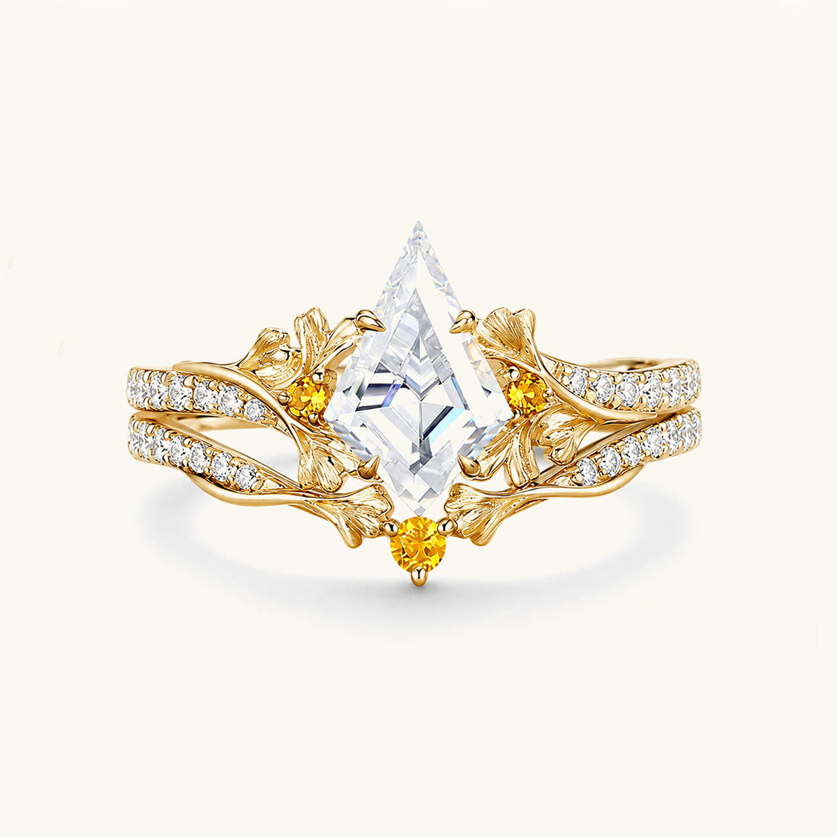 Stackable Kite Moissanite Ring Set - Gold