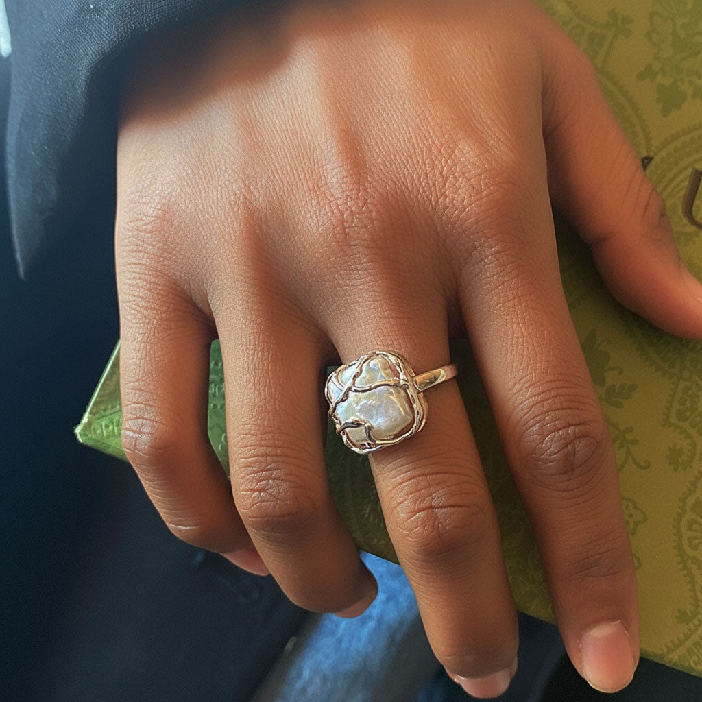 Adjustable Freshwater Baroque Pearl Ring