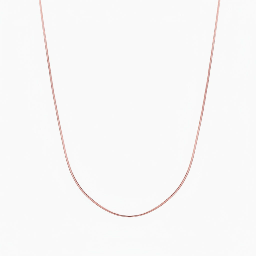 Adjustable Octagonal Herringbone Necklace - Rose Gold
