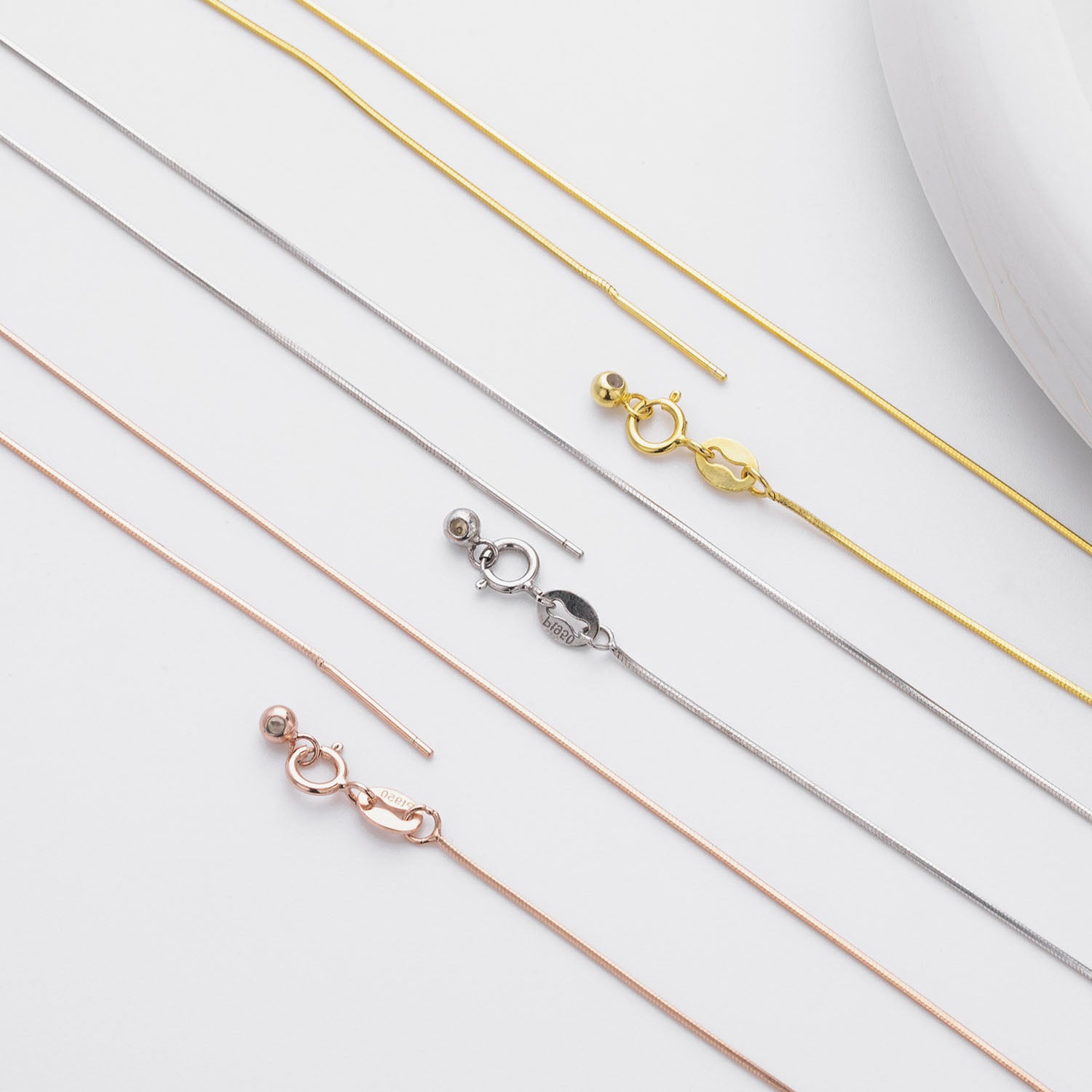 Adjustable Octagonal Herringbone Necklace - Rose Gold