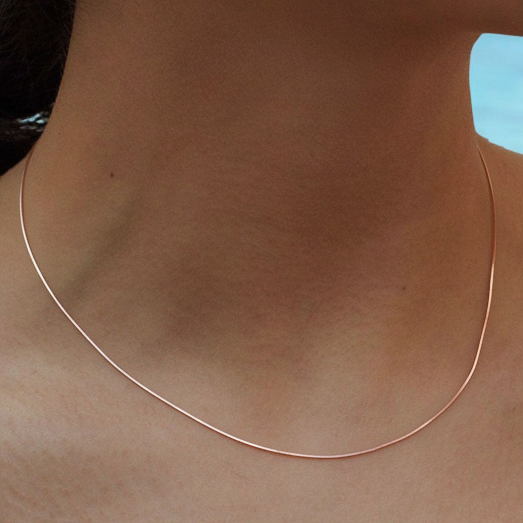 Adjustable Octagonal Herringbone Necklace - Rose Gold