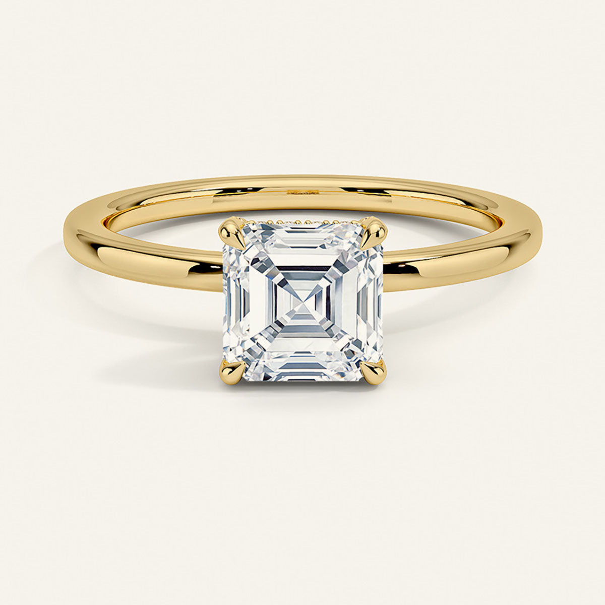Asscher Moissanite Solitaire Ring - Gold