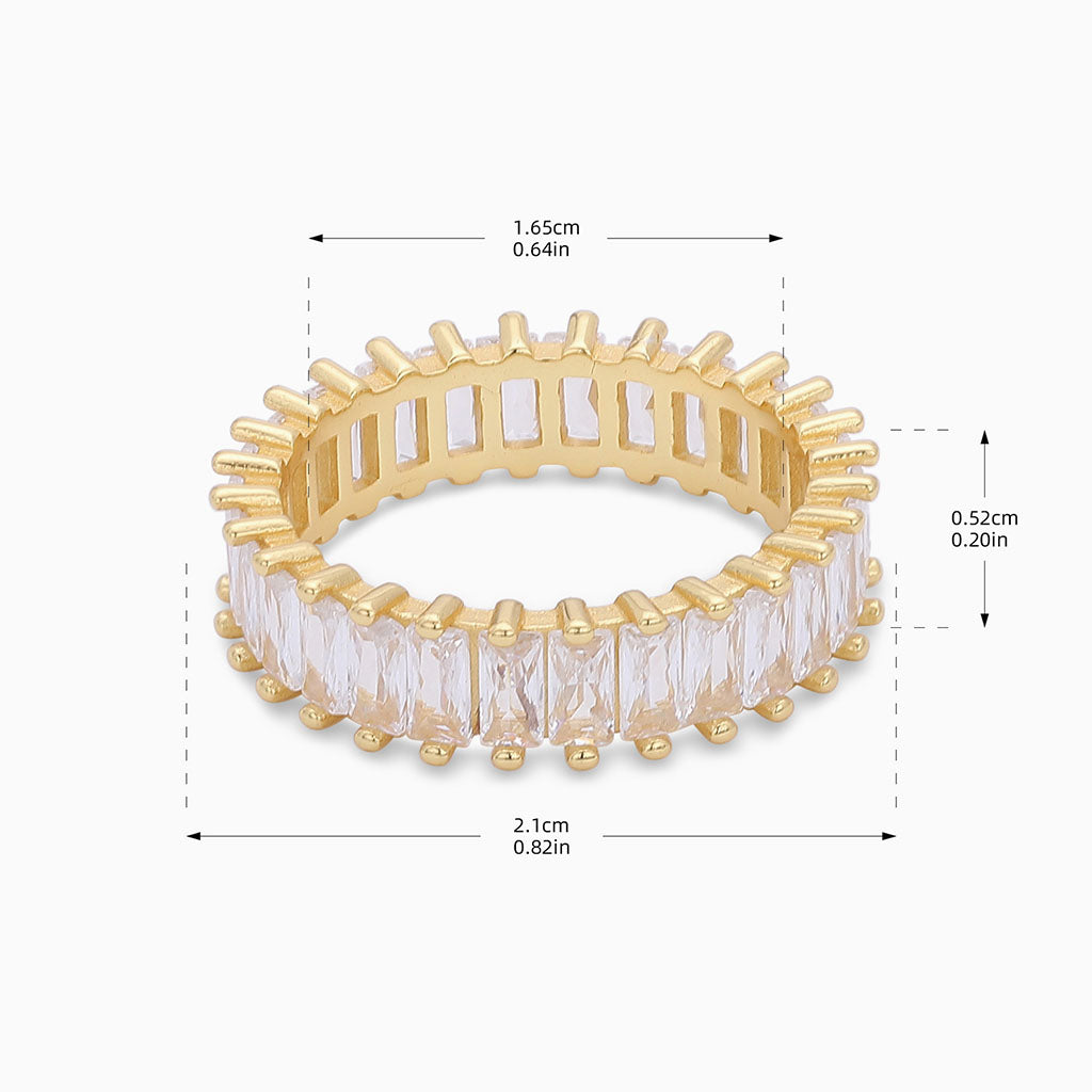 Baguette Simulated Diamond Band Eternity Ring - Gold