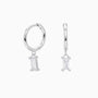 Baguette Diamond Drop Huggie Hoop Earrings - Silver