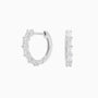 Baguette Half Eternity Huggie Hoop Earrings - Silver