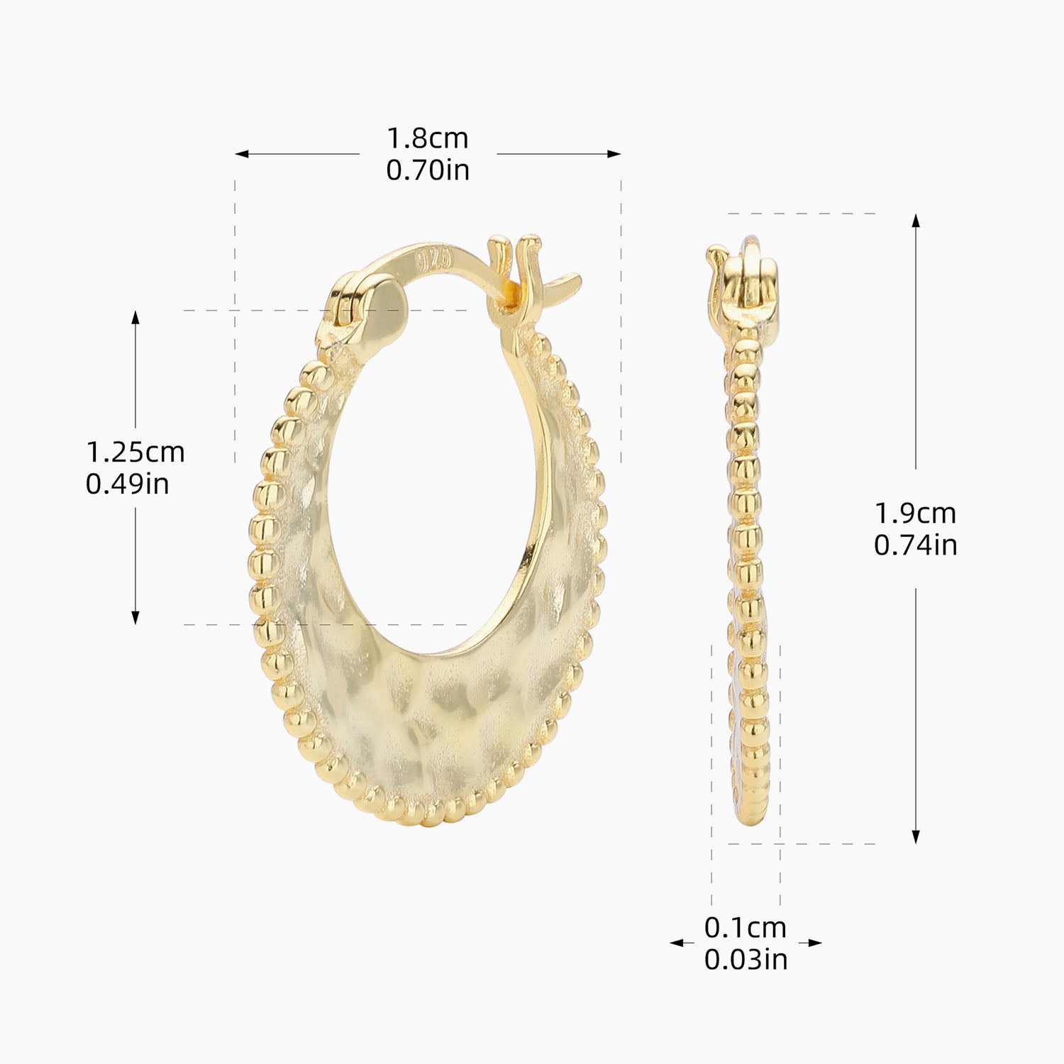 Beaded Graduated Hoop Earrings - Gold