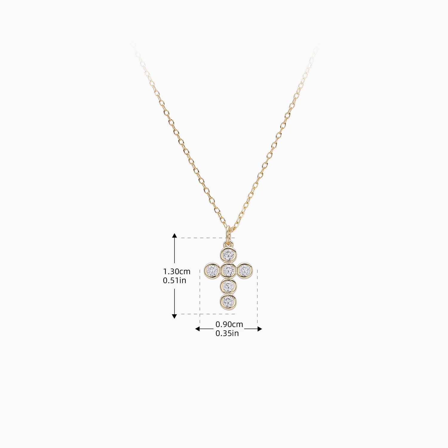Bezel Diamond Cross Pendant Necklace - Gold