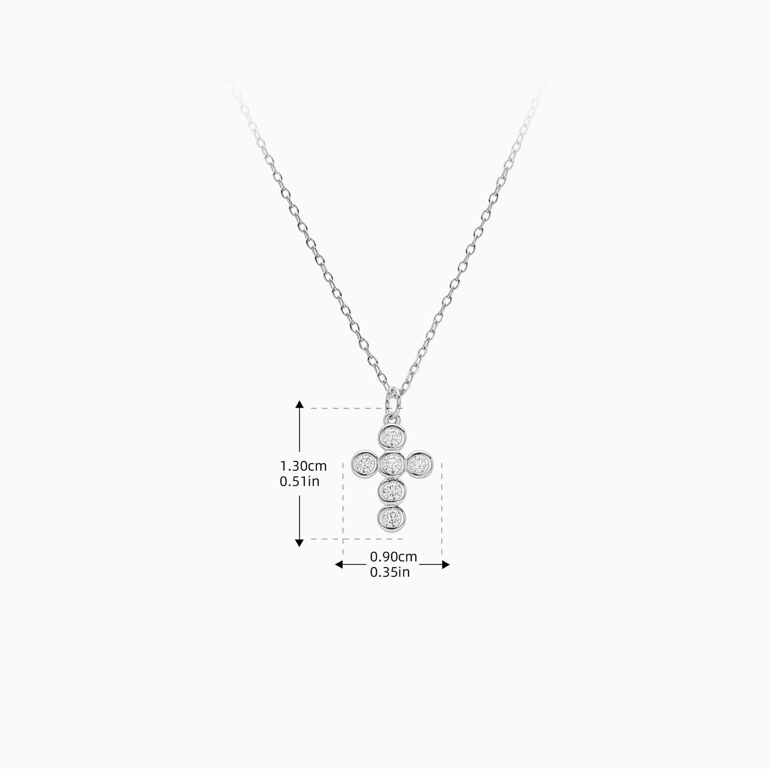 Bezel Diamond Cross Pendant Necklace - Silver