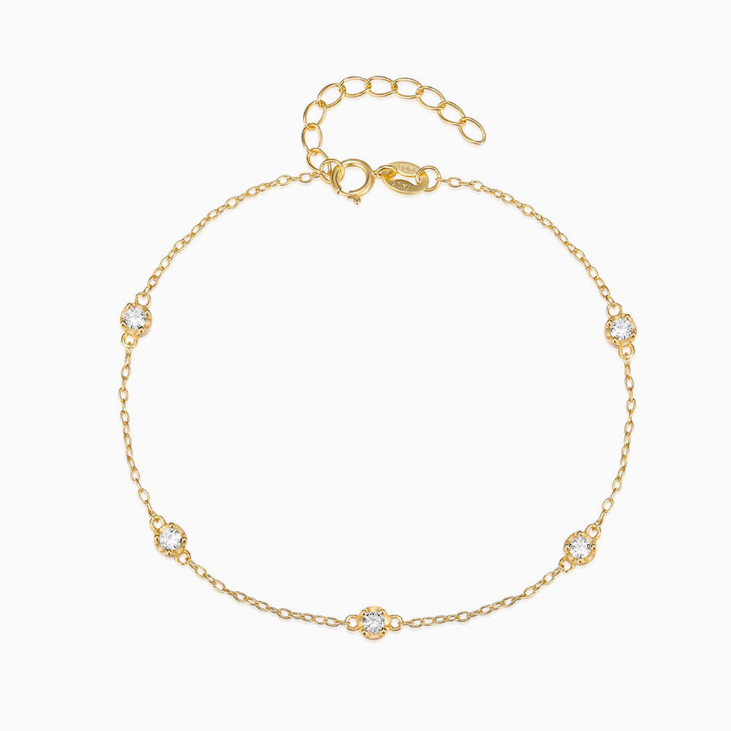 Bezel Diamond Station Bracelet - Gold