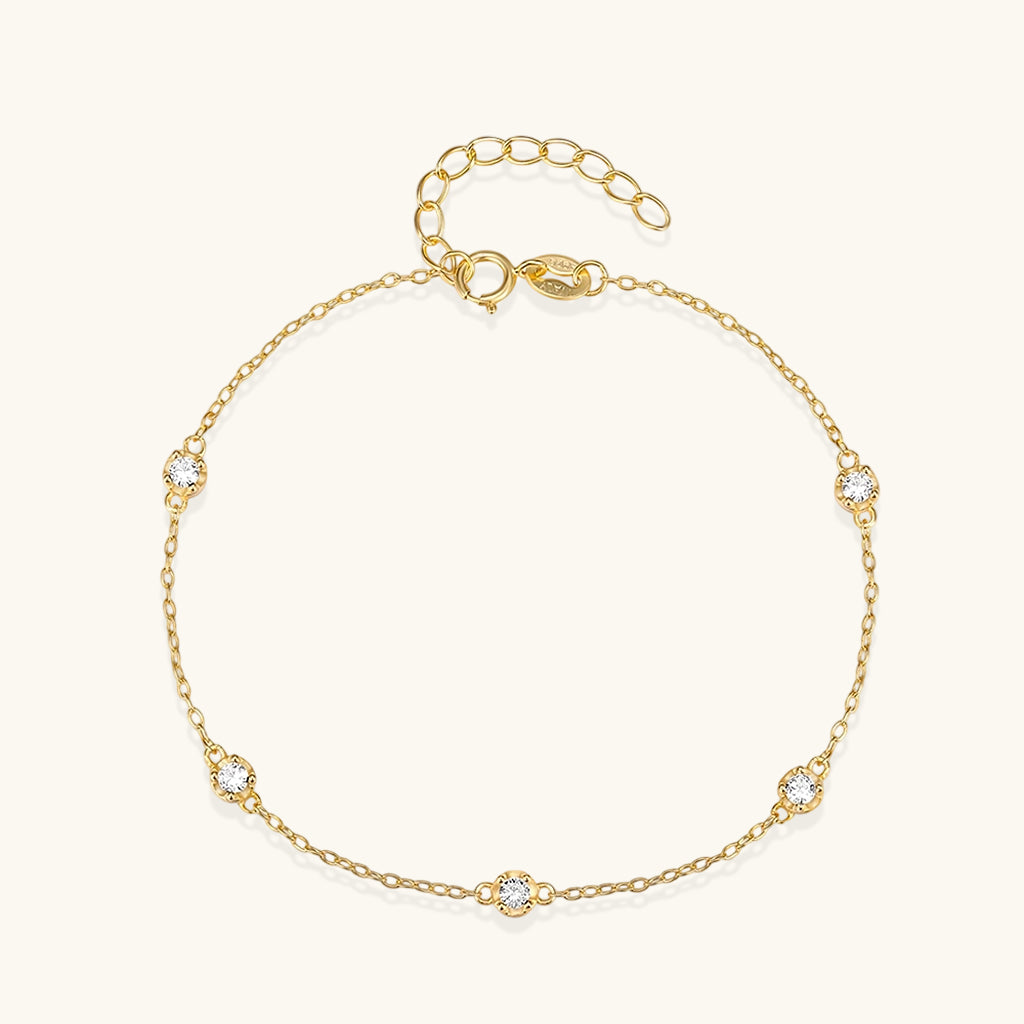 Bezel Diamond Station Bracelet - Gold