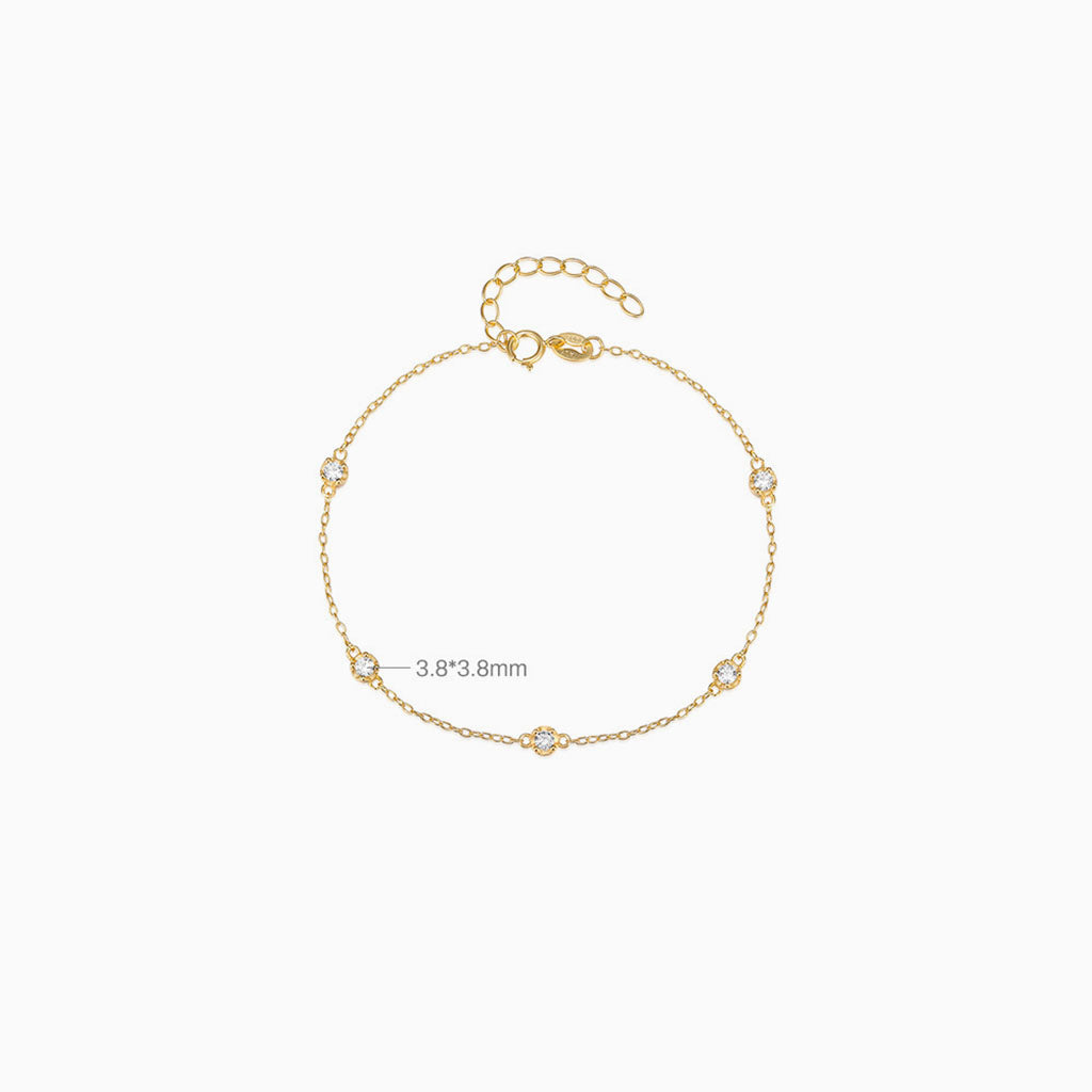 Bezel Diamond Station Bracelet - Gold