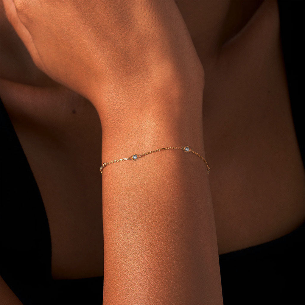 Bezel Diamond Station Bracelet - Gold