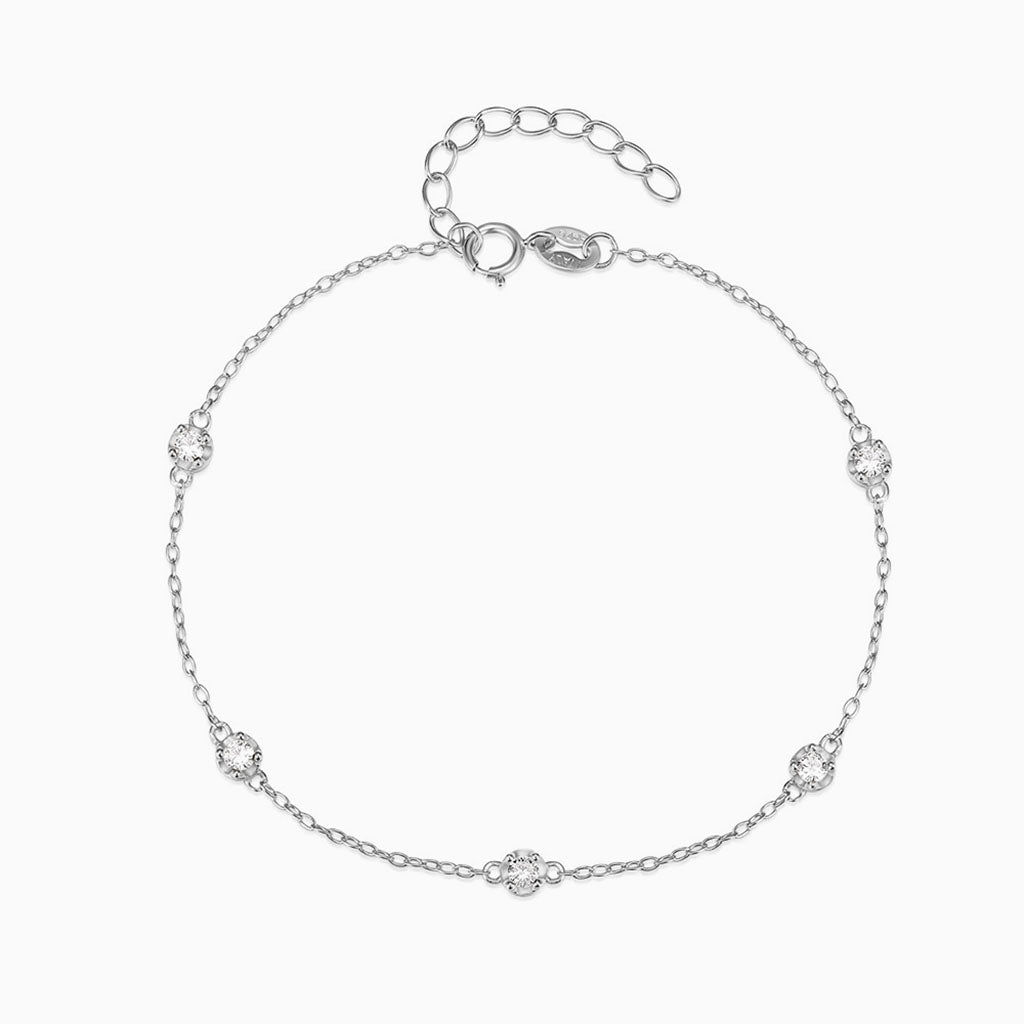 Bezel Diamond Station Bracelet - Silver