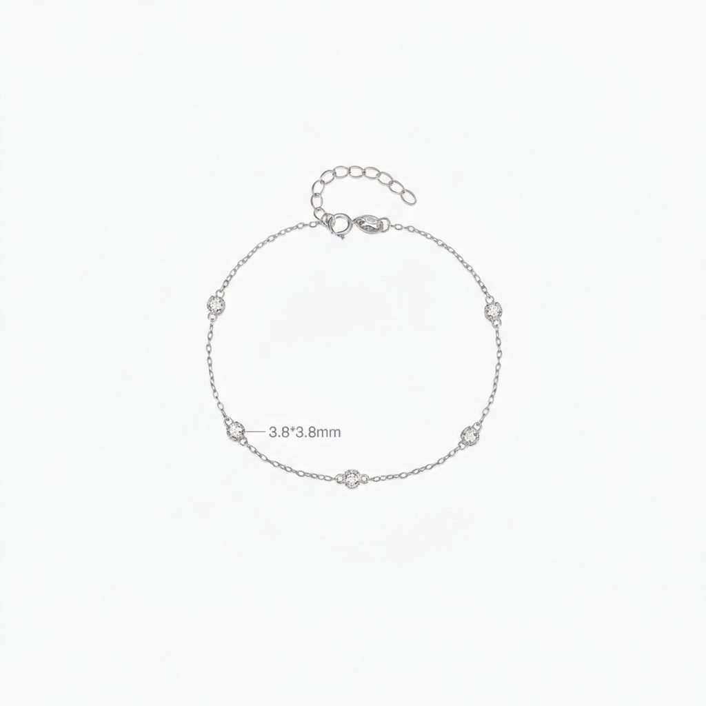 Bezel Diamond Station Bracelet - Silver