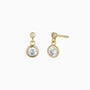Bezel Double Diamond Drop Earrings - Gold