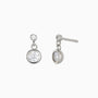 Bezel Double Diamond Drop Earrings - Silver