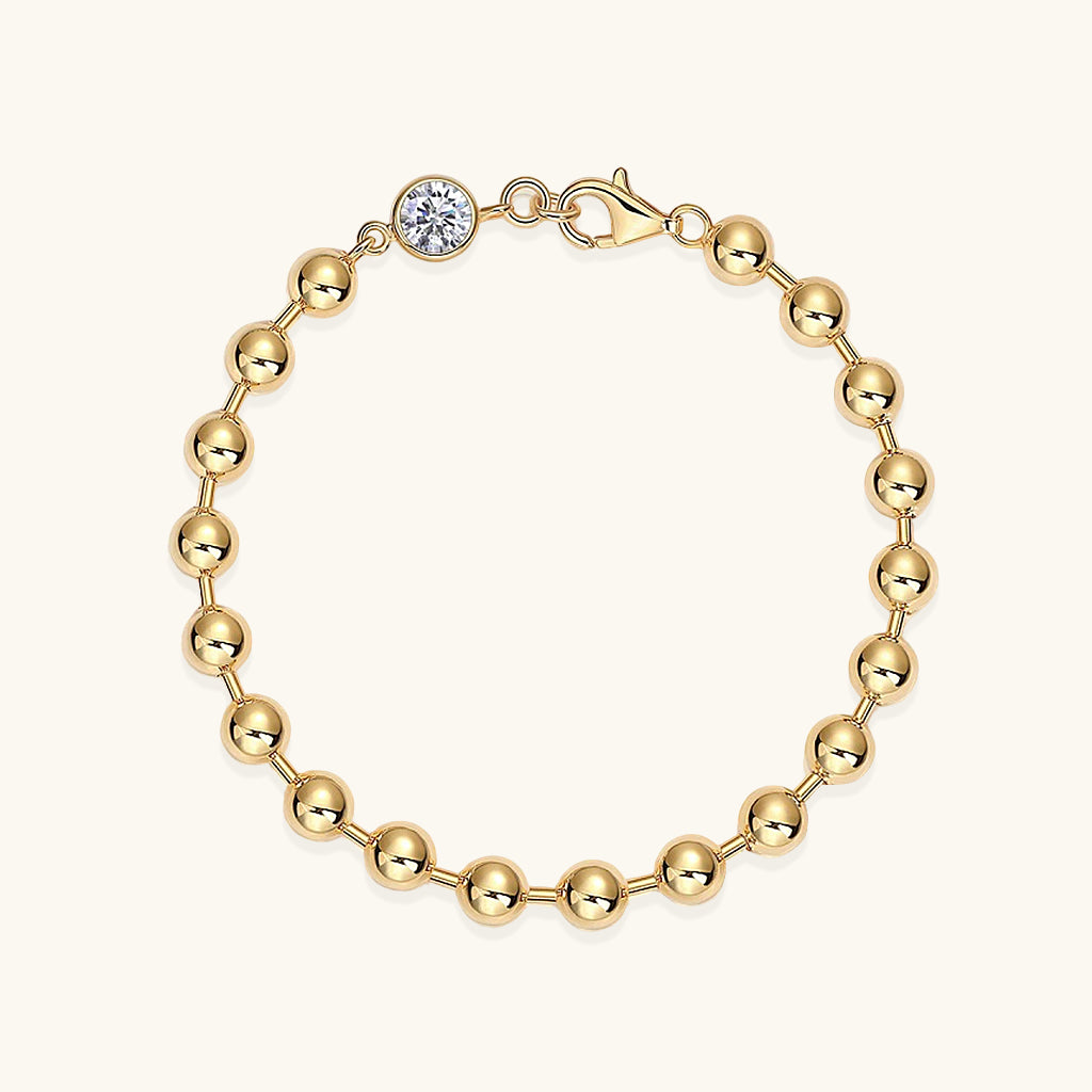 Bezel Moissanite Beaded Bracelet