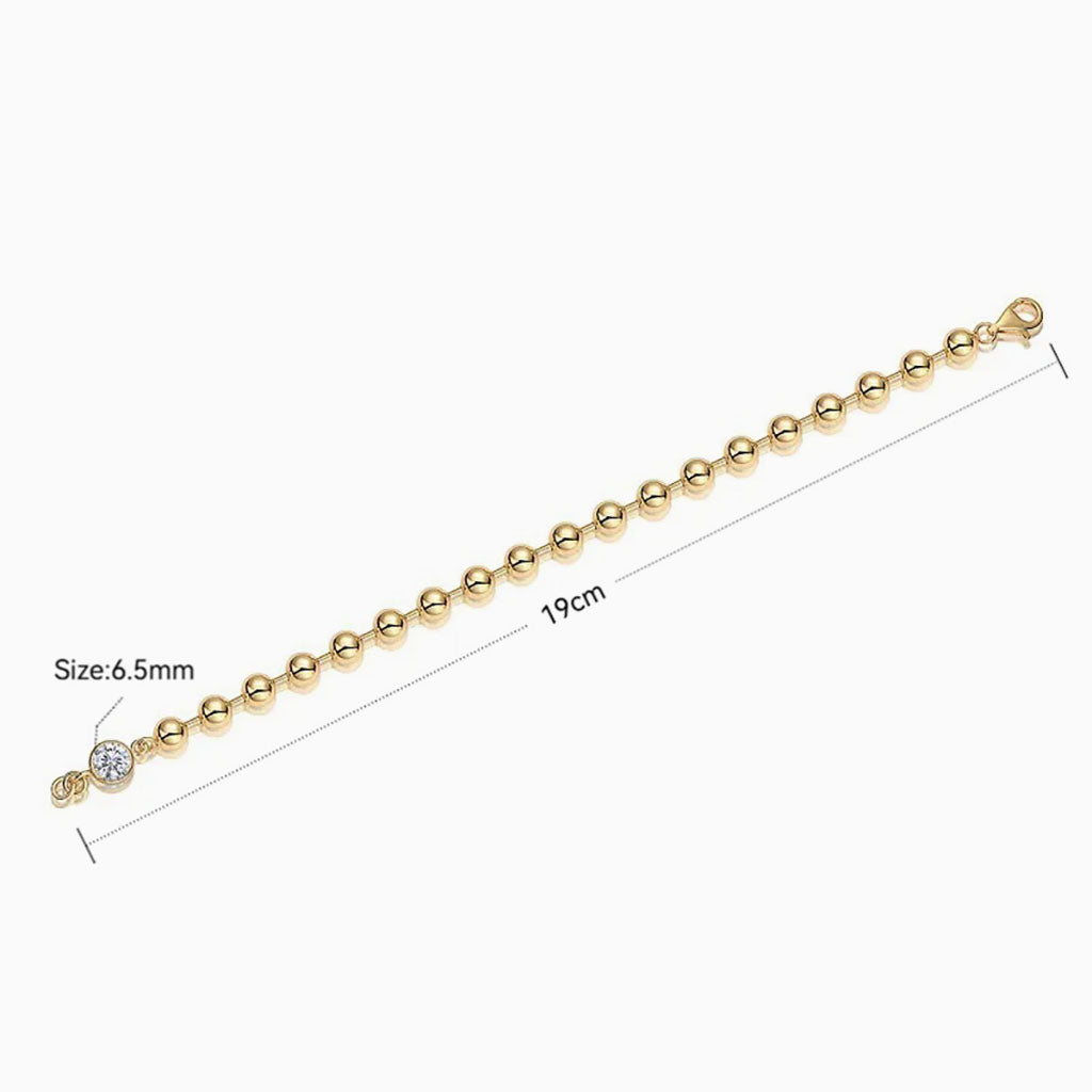 Bezel Moissanite Beaded Bracelet
