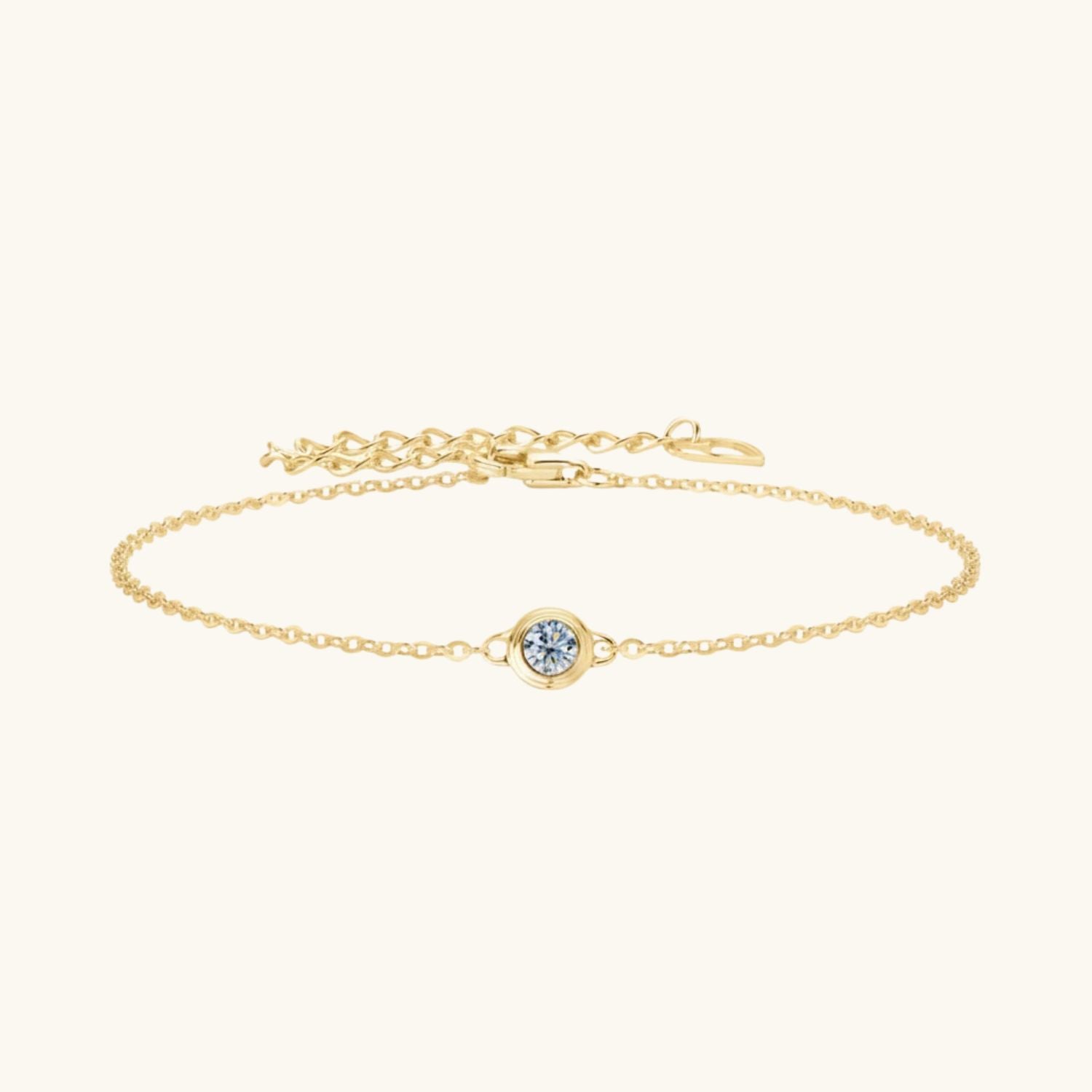 Bezel Moissanite Bracelet - Gold