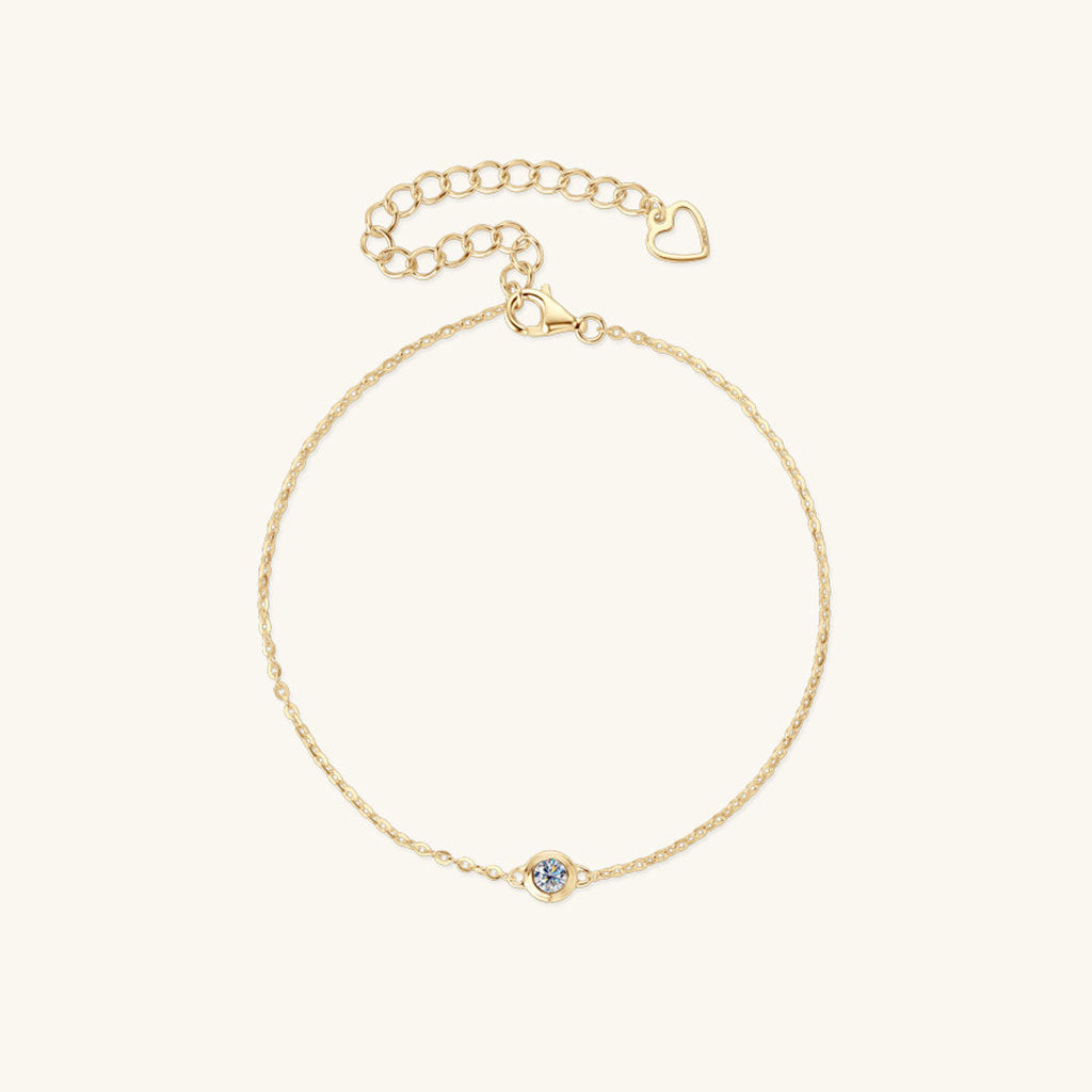 Bezel Moissanite Bracelet - Gold