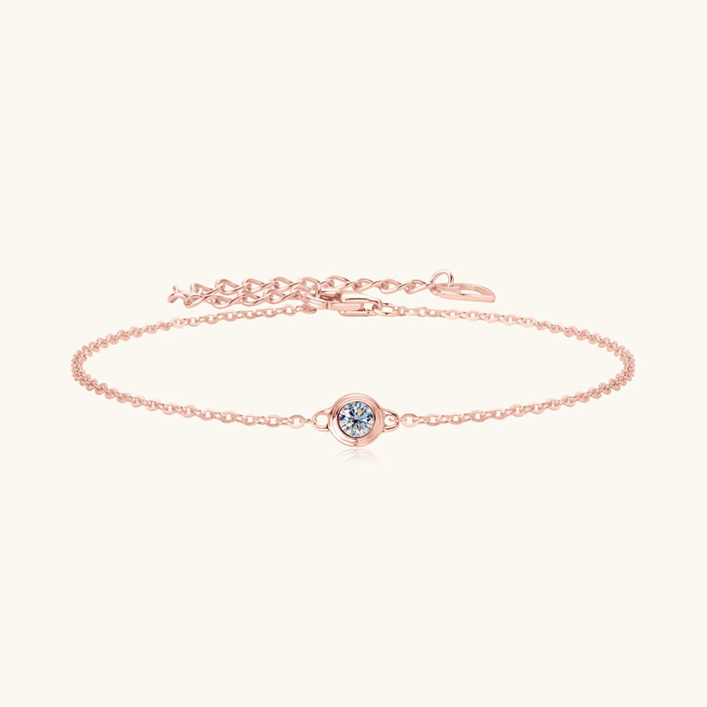 Bezel Moissanite Bracelet - Rose Gold