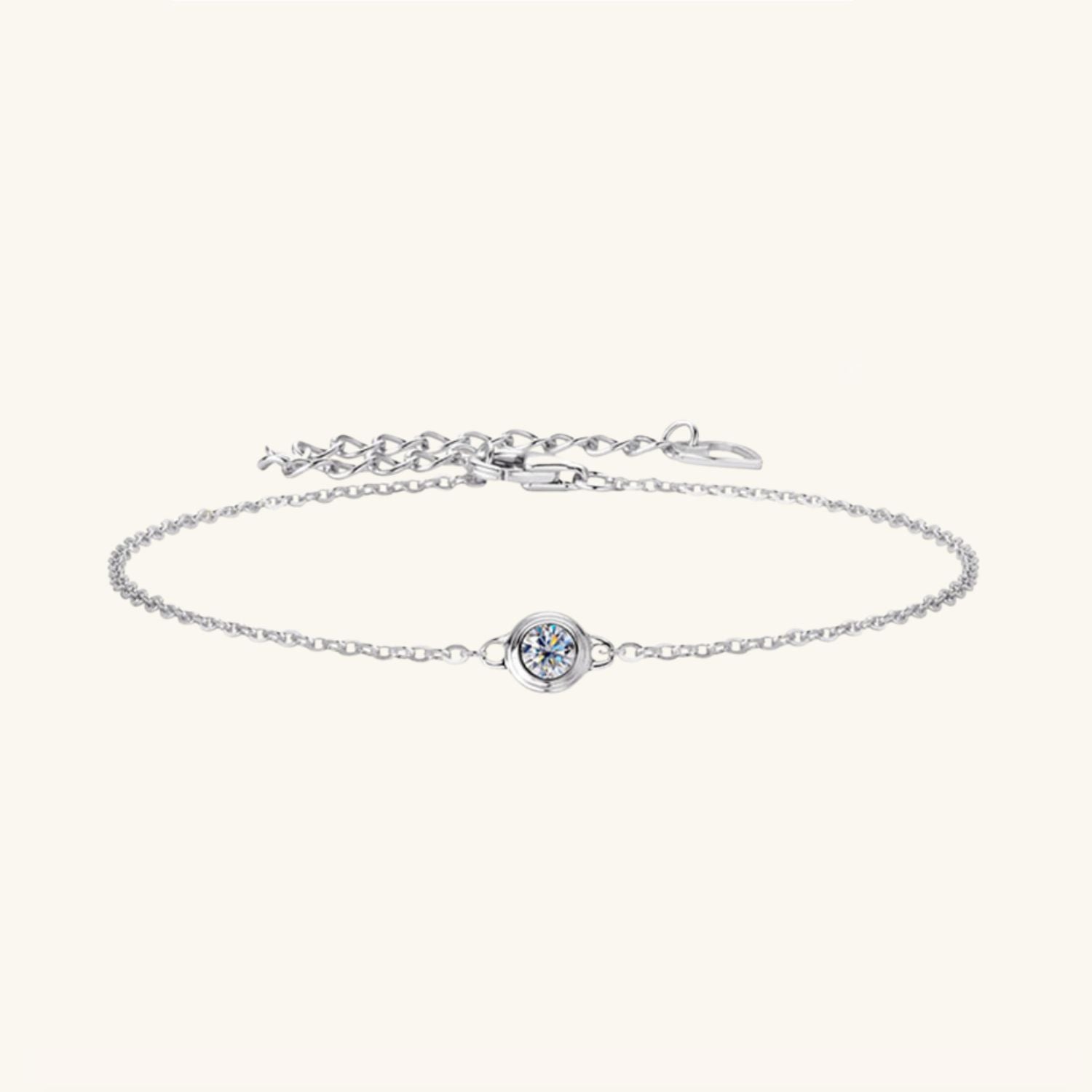 Bezel Moissanite Bracelet - Silver