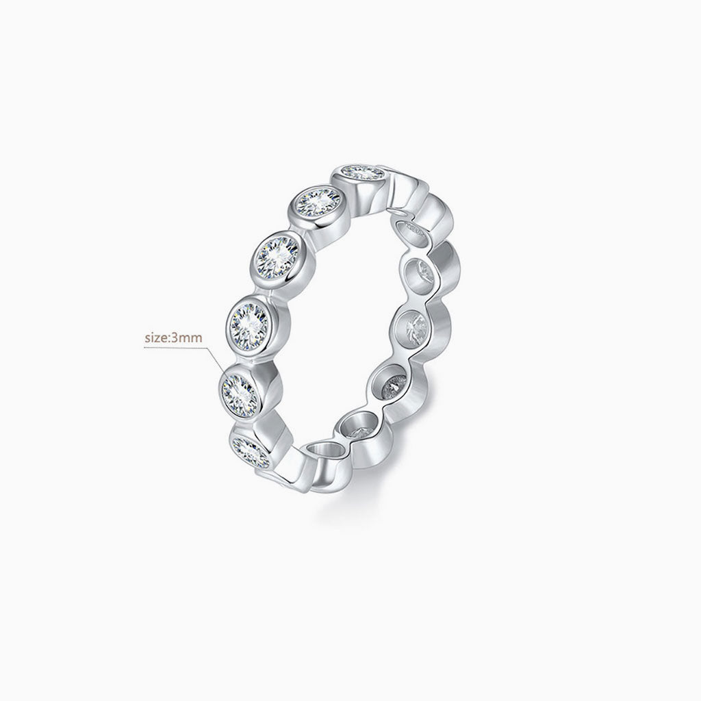 Bezel Moissanite Eternity Ring - Silver