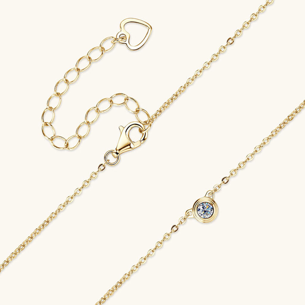 Bezel Moissanite Pendant Necklace - Gold