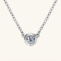 Bezel Moissanite Pendant Necklace - Silver