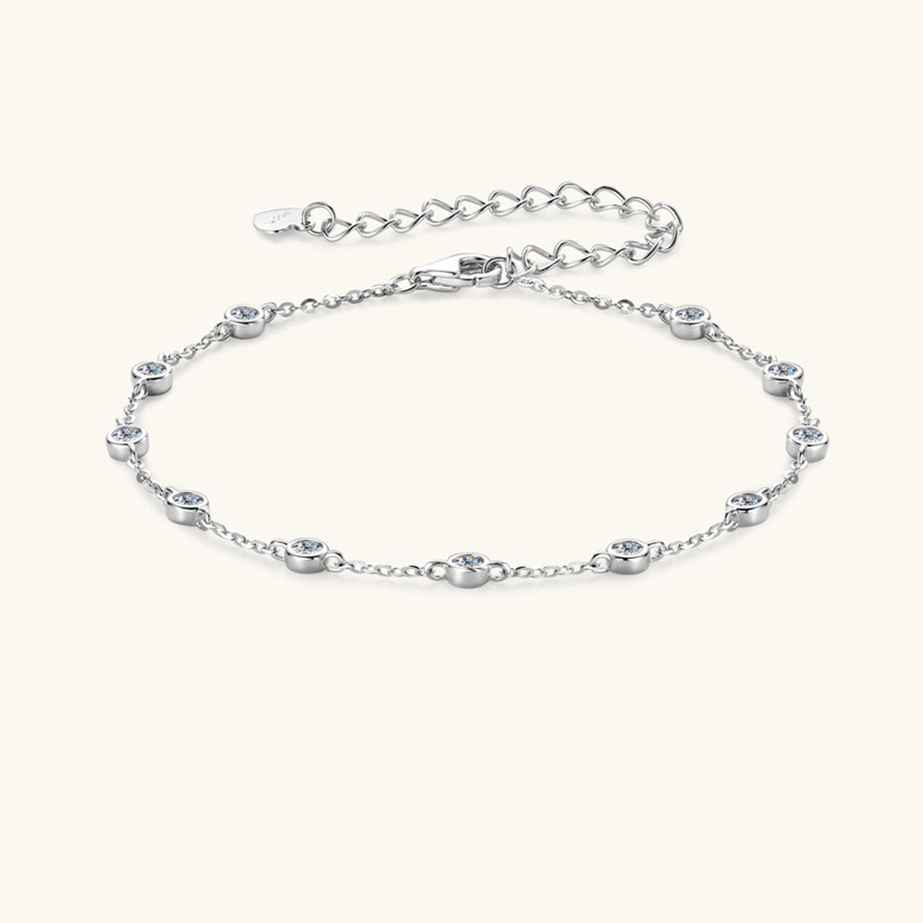 Bezel Moissanite Station Bracelet - Silver