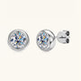 Bezel Moissanite Stud Earrings - Silver