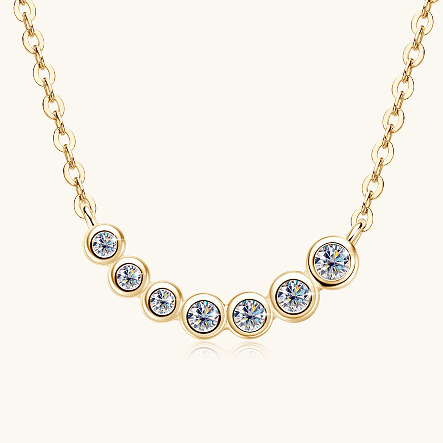 Bezel Smile Bar Moissanite Necklace - Gold