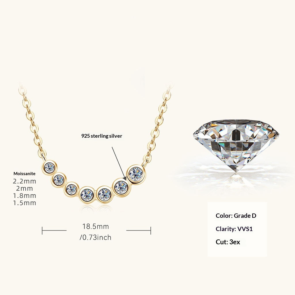 Bezel Smile Bar Moissanite Necklace - Gold