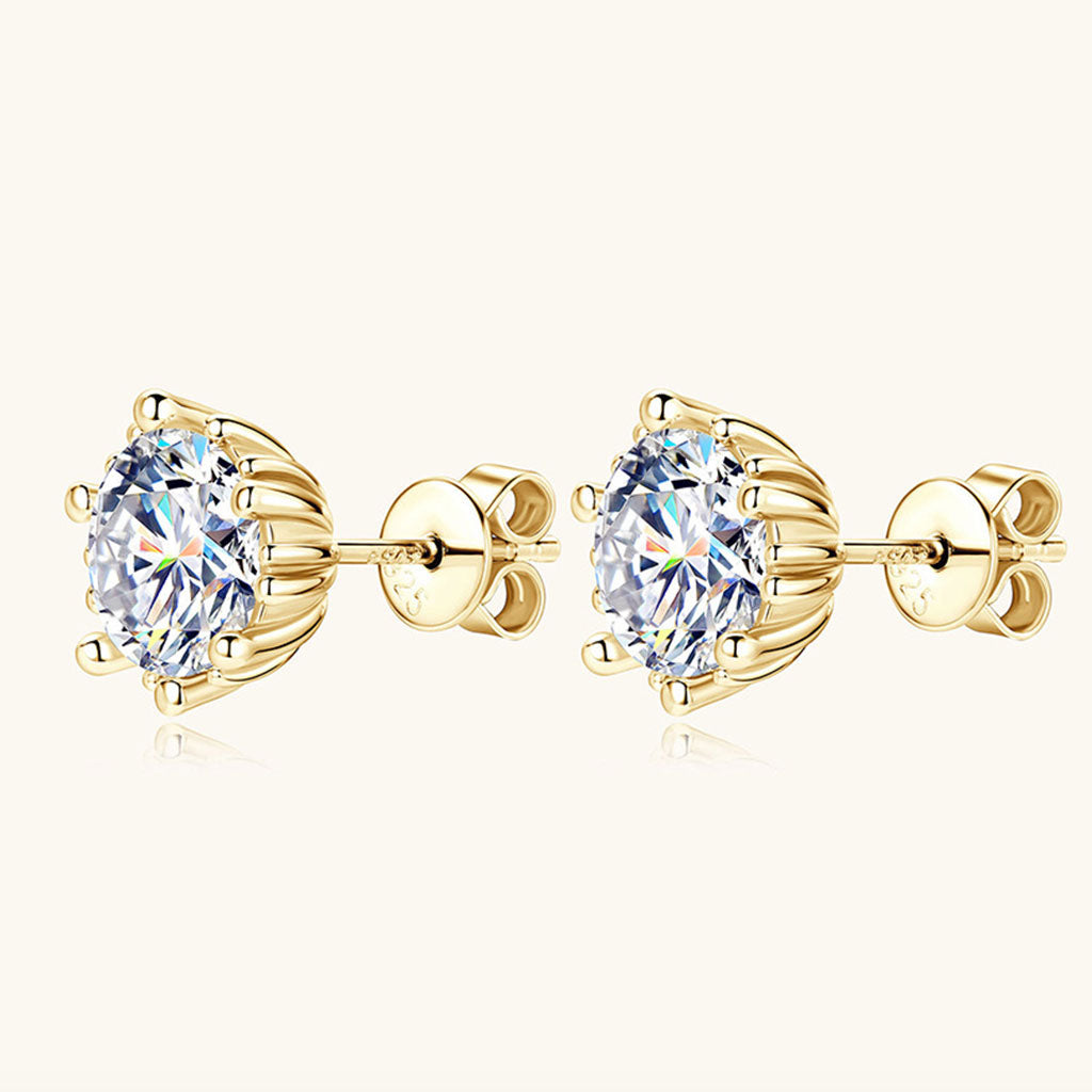 Bloom Moissanite Stud Earrings - Gold