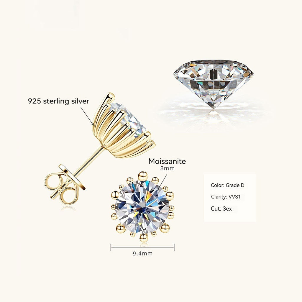 Bloom Moissanite Stud Earrings - Gold