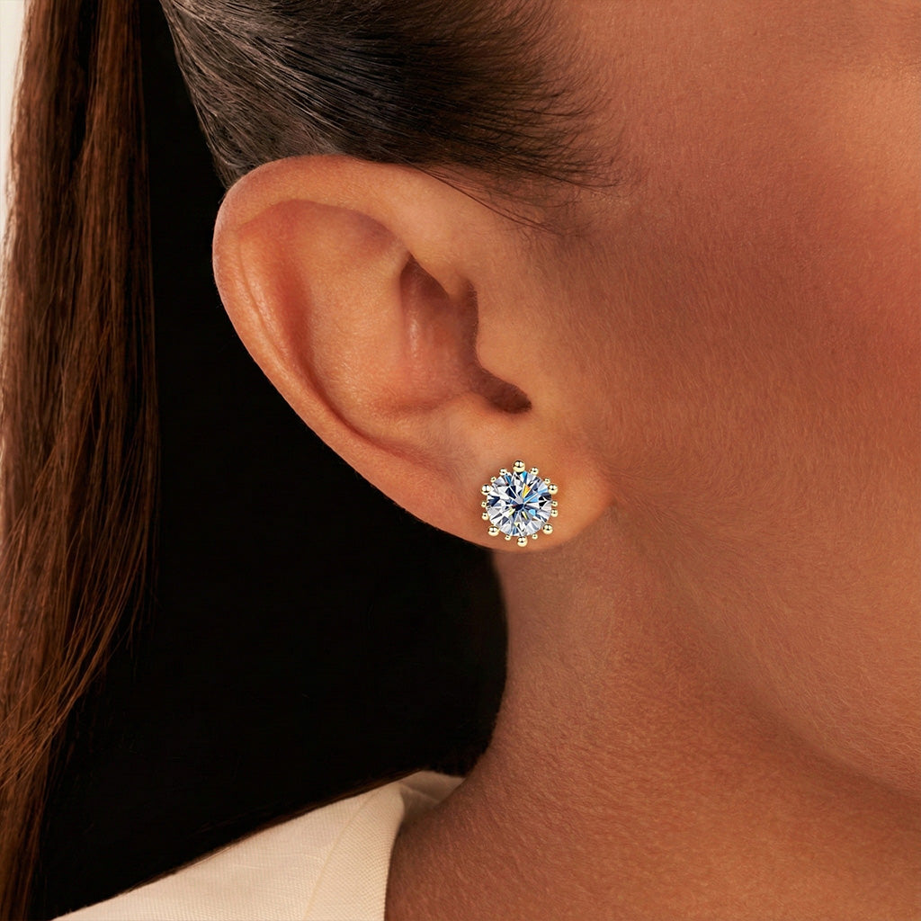 Bloom Moissanite Stud Earrings - Gold