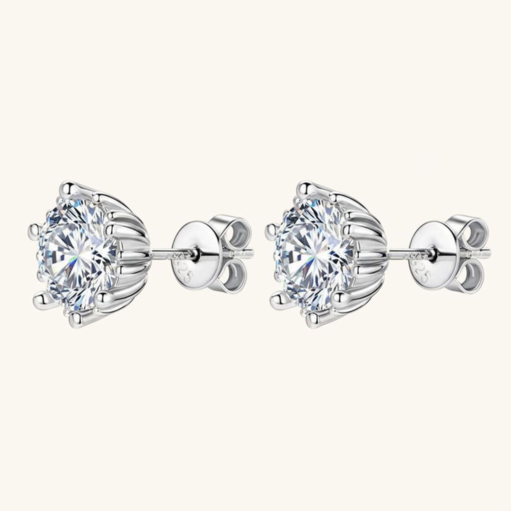 Bloom Moissanite Stud Earrings - Silver