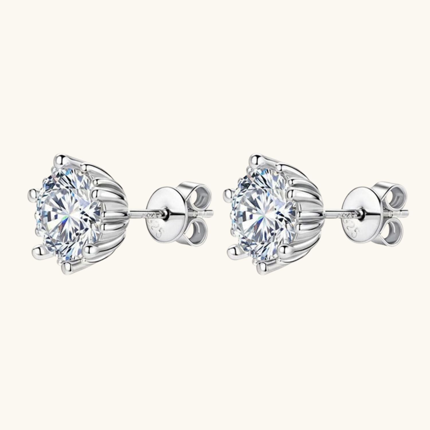 Bloom Moissanite Stud Earrings - Silver