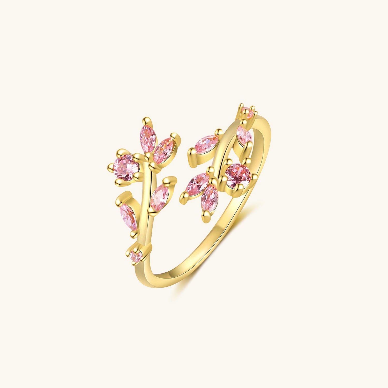 Blushing Diamond Vine Wrap Open Ring - Gold