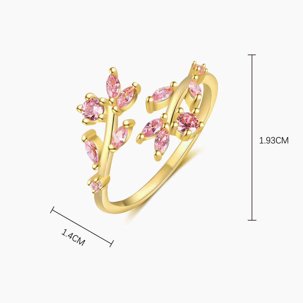 Blushing Diamond Vine Wrap Open Ring - Gold