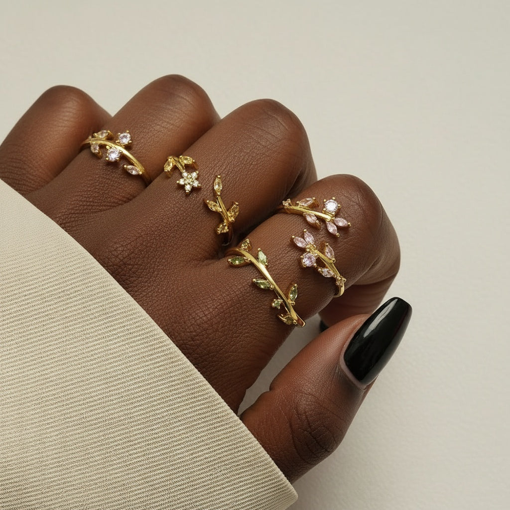 Blushing Diamond Vine Wrap Open Ring - Gold