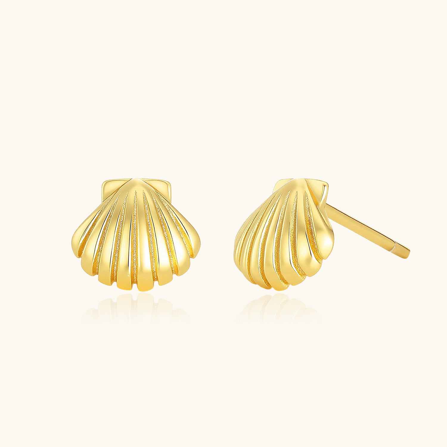 Boho Shell Stud Earrings - Gold
