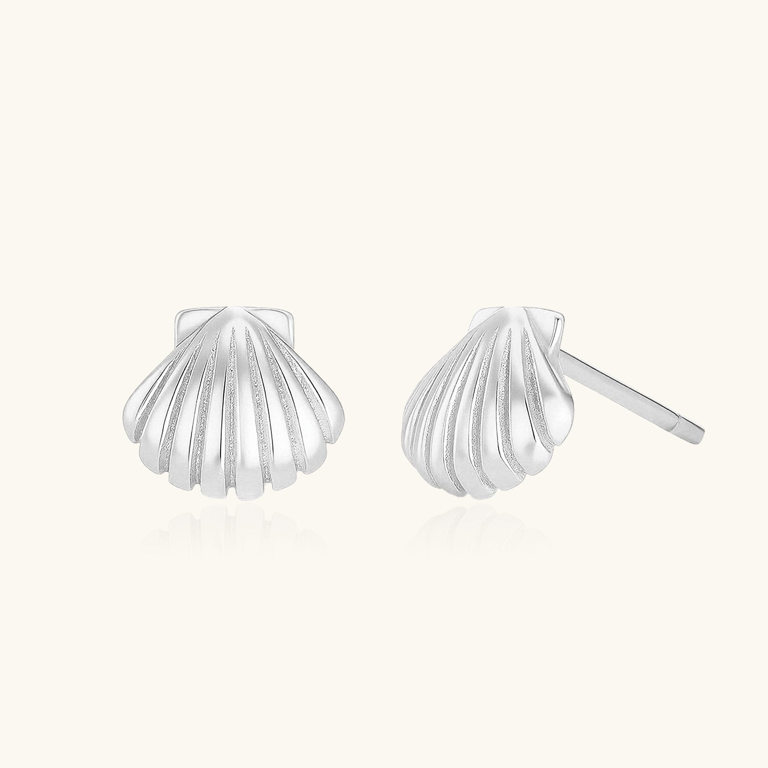Boho Shell Stud Earrings - Silver