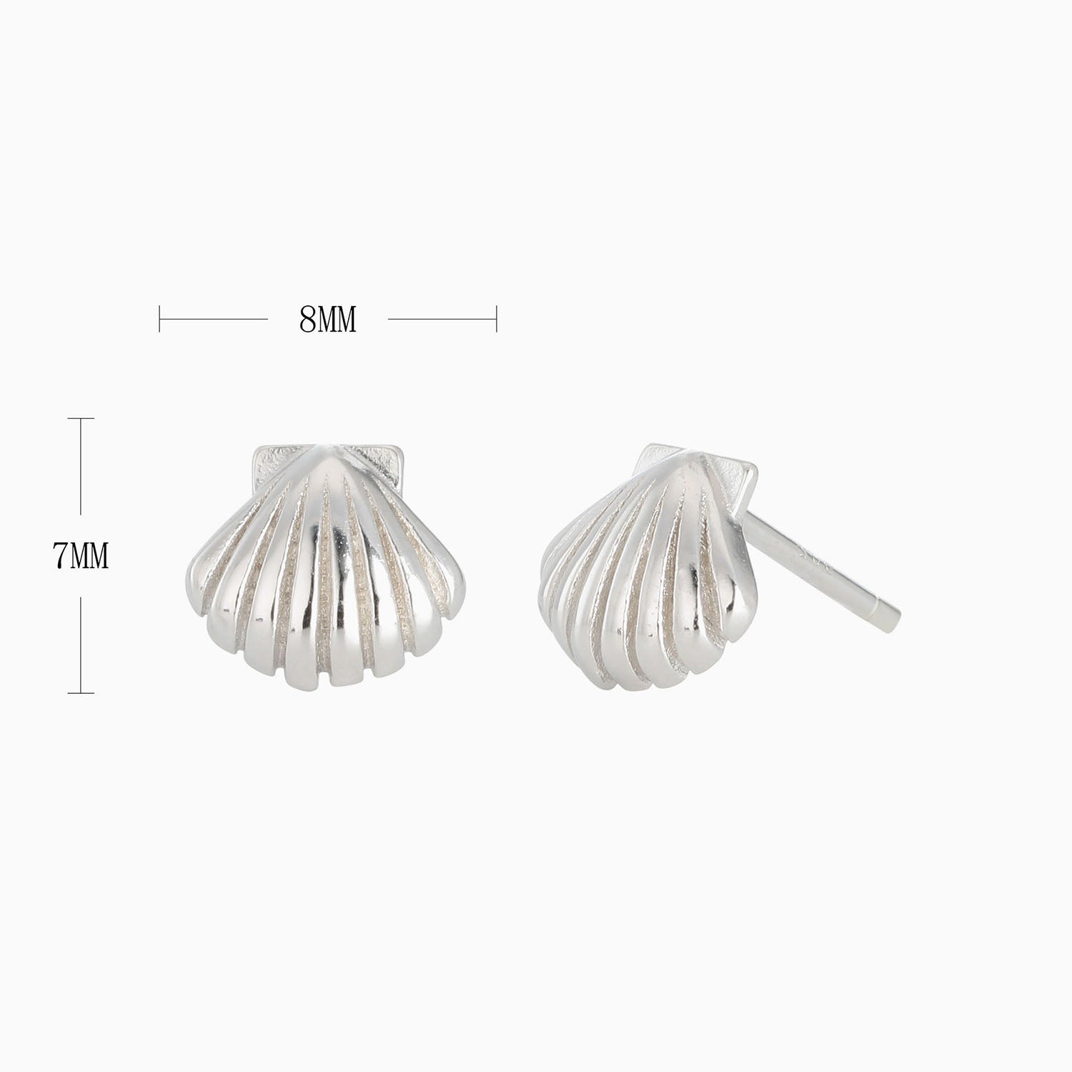 Boho Shell Stud Earrings - Silver