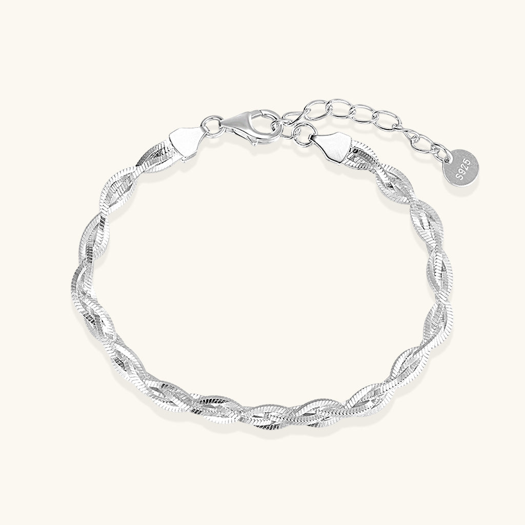 Braided Herringbone Bracelet - Silver