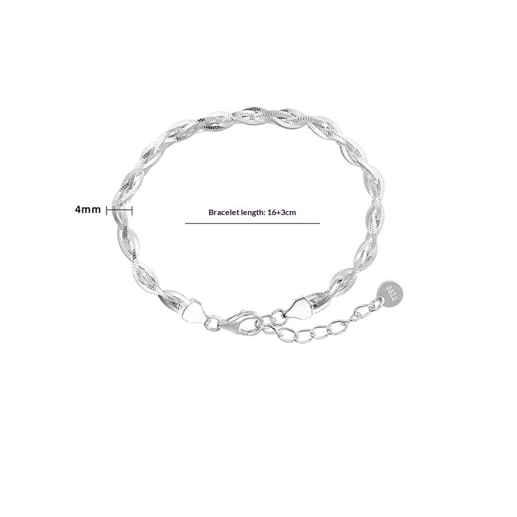 Braided Herringbone Bracelet - Silver
