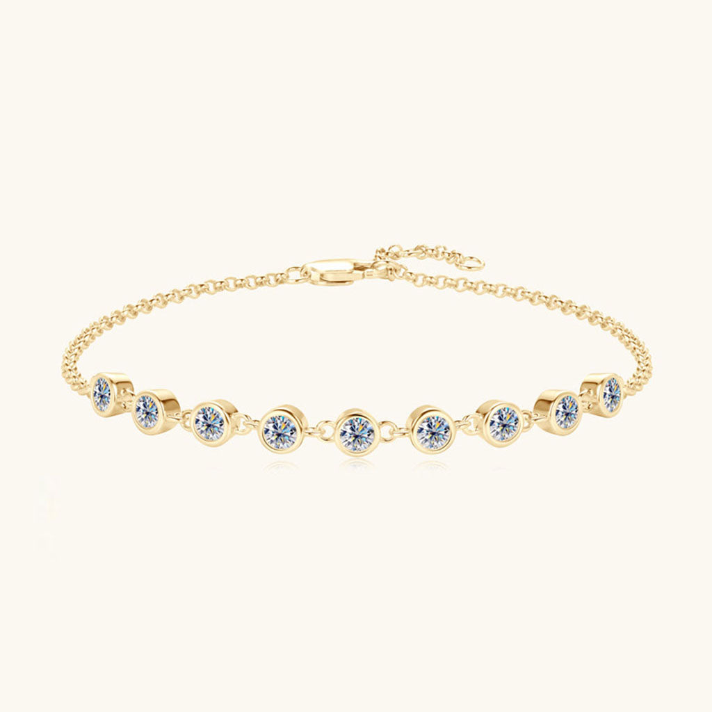 Brilliant Bezel Moissanite Bracelet - Gold