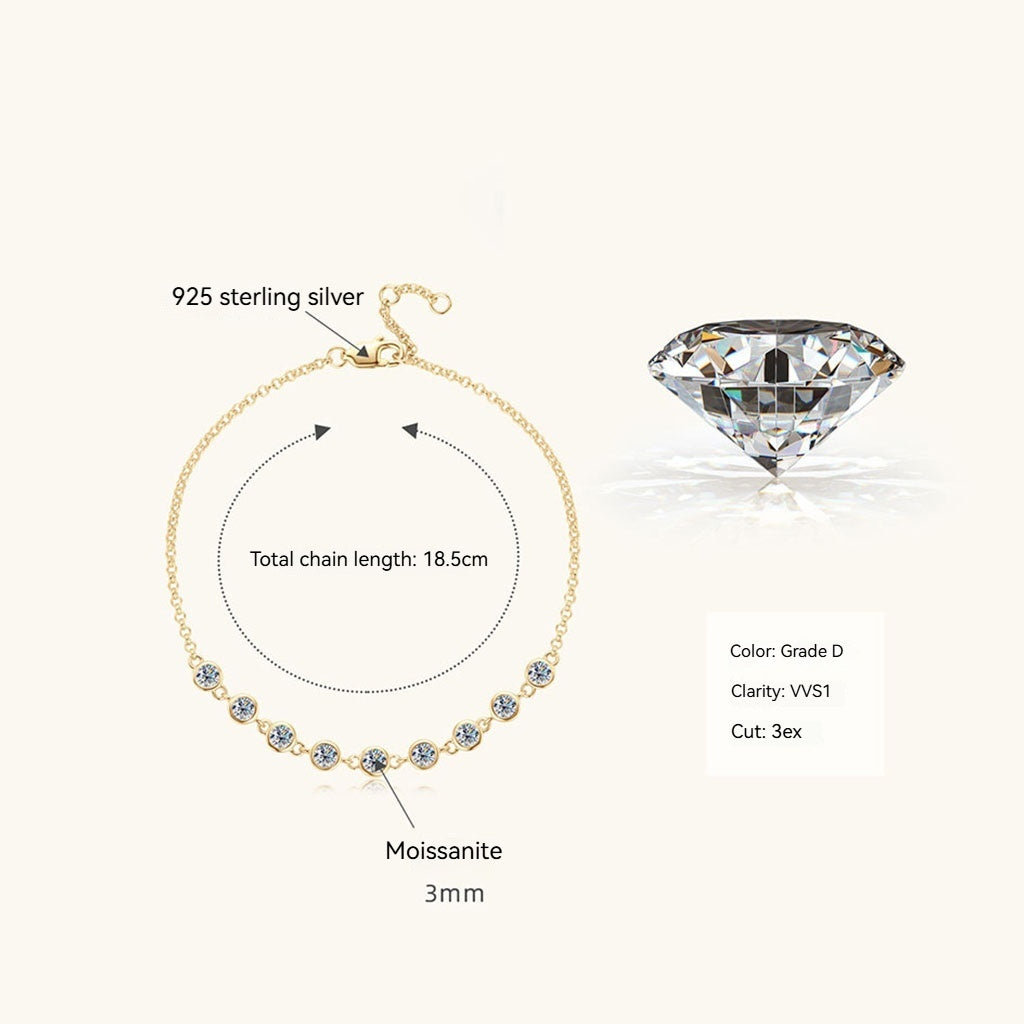 Brilliant Bezel Moissanite Bracelet - Gold