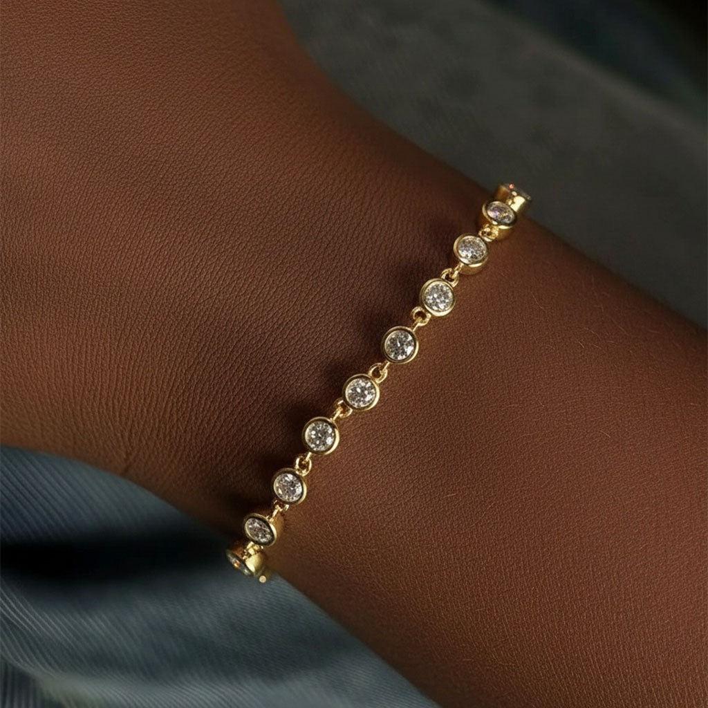 Brilliant Bezel Moissanite Bracelet - Gold
