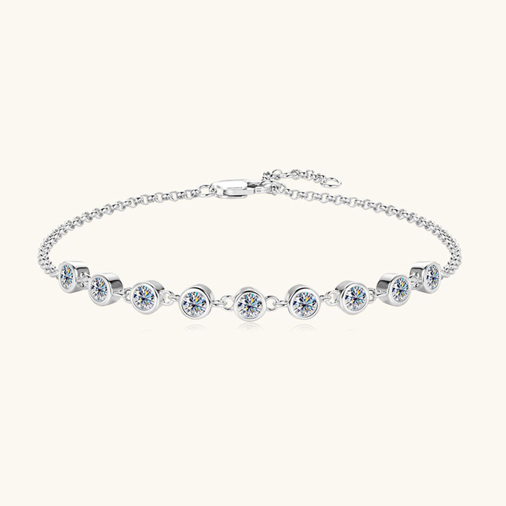 Brilliant Bezel Moissanite Bracelet - Silver